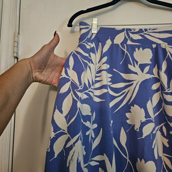 Pact Tropical Palm Wedgewood Fit & Flare Midi Skirt size Large - Picture 4 of 8
